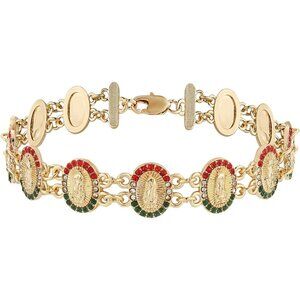 Virgin Mary-Color CZ Virgin Mary Bracelet CZ Our Lady of Guadalupe Link Bracelet